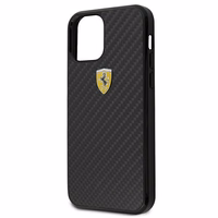Ferrari FERCAHCP12SBK iPhone 12 mini 5.4" melns/melns cietais apvalks On Track Real Carbon