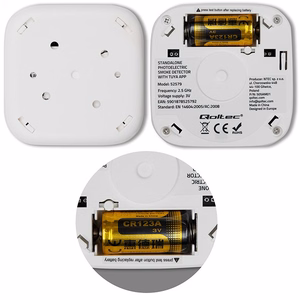 Qoltec 52579 Bezvadu dūmu detektors ar bateriju | Tuya | Wi-fi | sensora kalpošanas laiks 10 gadi | trauksme 85dB | LED