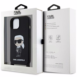 Karl Lagerfeld KLHCP15SSCBSKNK iPhone 15 6.1" cietais apvalks melns/melns Crossbody Silikona Ikonik
