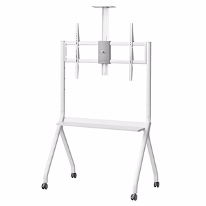 Maclean TV stand / cart, camera shelf, on casters, 55-100", max load 120kg/10kg shelf, max. VESA 900x600, balts, MC-114 W