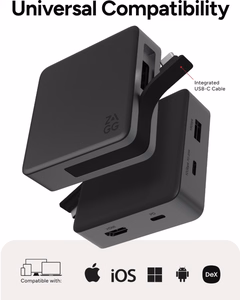 ZAGG 4 Port Hub, melns / pelēks