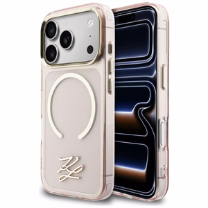 Karl Lagerfeld IML KL Script Logo MagSafe Maciņš for iPhone 17 Pro Max - rozā