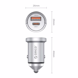 Orico MiniRing Pro 45W USB-A + USB-C auto lādētājs - sudrabs