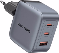 GaN Vention USB-C+C+A 70W lādētājs (pelēks)