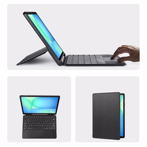 Dux Ducis DK sērijas tastatūras maciņš Samsung Tab S10 FE+ (Plus) ar fona apgaismojumu, melns