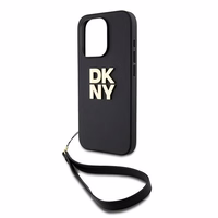 DKNY Viedtālruņa apvalks ar siksniņu un logotipu iPhone 15 Pro - melns