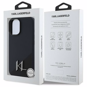 Karl Lagerfeld Silikona Ēna Metāla Sākotnējais Magnētiskais iPhone 16 Viedtālruņa apvalks - Melns