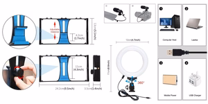 Video komplekts blogošanai ar viedtālruni (LED gredzena gaisma, statīva stiprinājums, telefona turētājs, mikrofons)