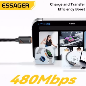 USB Kabelis Essager Chuan2 melns 100W Type-C / Type-C 180cm