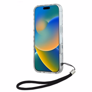 Karl Lagerfeld IML Zebra Raksts un Aukla iPhone 16 Viedtālruņa Apvalks - Melns