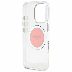 Guess IML Metal Colored Circle Classic Logo Magnētiskais viedtālruņa apvalks iPhone 16 Pro - rozā