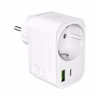 Puro 20W Power Delivery lādētājs ar Schuko spraudni un kontaktligzdu 1x USB-C + 1x USB-A - balts