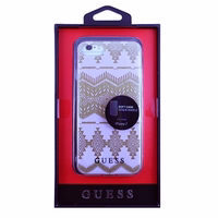 Guess GUHCP7TGTA iPhone 7/8/SE 2020/ SE 2022 taupe cietais maciņš Aztec Tribal 3D