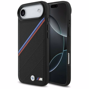 BMW M trīskrāsu metāla logotipa magnētiskais viedtālruņa apvalks iPhone 17 Air - melns