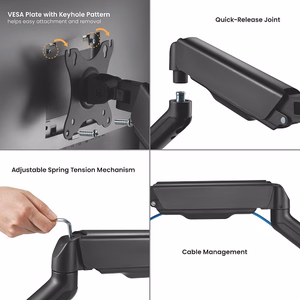 Dual 17”-32” Monitor Spring-Assisted Arm Mount, melns