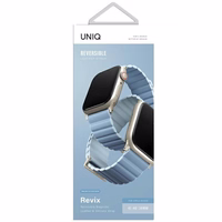 UNIQ siksniņa Revix Premium Apple Watch Series 1/2/3/4/5/6/7/8/9/SE/SE2 38/40/41mm divpusējs magnētisks ādas balti zils