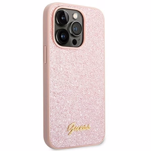 Guess Glitter Script viedtālruņa apvalks iPhone 14 Pro Max - rozā