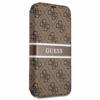 Guess GUBKP13L4GDBR iPhone 13 Pro / 13 6.1" brūns/brūns grāmatas tipa viedtālruņa apvalks 4G Stripe