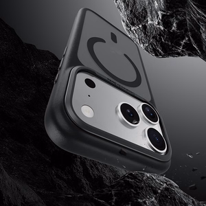 Benks Magnetic Mist maciņš ar metāla rāmi (C.K.FF.AP.BK.0072) iPhone 18 Pro/17 Pro, melns, ar kameras vadības pogu