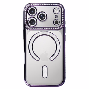 Bling Magsafe violets viedtālruņa apvalks iPhone 17 Pro