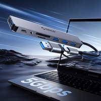 Orico YSB4-U2 USB-A/USB-C Hub dokstacija 2x USB-A 2.0 + 1x USB-A 3.0 + 1x USB-C 2.0 + 1x USB-C - pelēka