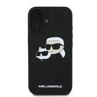 Karl Lagerfeld silikona Nauble Heads Print magnētiskais viedtālruņa apvalks iPhone 16 - melns