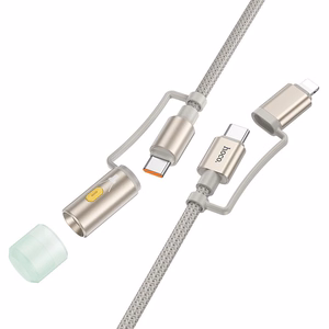 Kabelis All-in-one USB C / Lightning uz USB C / LED Light Hoco PD 3A 60W 1,2 m U138 pelēks