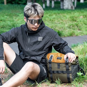 Rockbros W019 velosipēda stūres soma 13.5-24L - zaļi oranža
