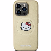 Hello Kitty ādas Kitty Head magnētiskais viedtālruņa apvalks iPhone 14 Pro Max - zelta