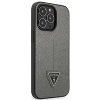 Guess Saffiano trīsstūra logotipa viedtālruņa apvalks iPhone 13 Pro / 13 6.1" - sudraba