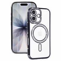 Viedtālruņa apvalks Bling Magnētiskais Iphone 17 melns