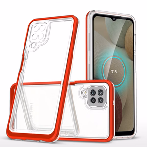 Caurspīdīgs 3in1 viedtālruņa apvalks Samsung Galaxy A22 4G rāmis gels sarkans