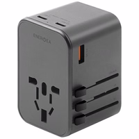 ENERGEA tīkla lādētājs 1xUSB+2xUSB-CPD-PPS-QC 3.0 65W 1A2C adapter 4w1 US/UA/EU/UK pelēks/gunmetal Travelworld Adapter GaN65W