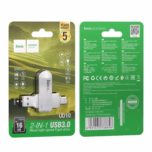 Флешка 16ГБ USB 3.0 (USB A + USB C) Hoco UD10 серебряная