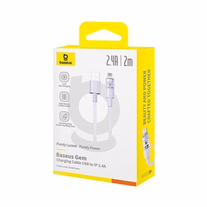 Baseus Gem USB-A uz Lightning 2.4A ātras uzlādes kabelis 2 m, violets