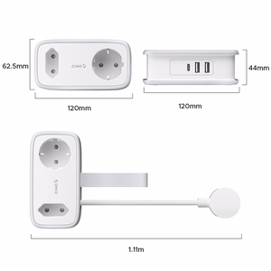Orico AP3 65W GaN 6in1 strāvas sadalītājs 2x AC + 2x USB-A + 2x USB-C - balts