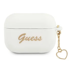 Guess GUAPLSCHSH AirPods Pro apvalks balts silikona Charm Heart kolekcija