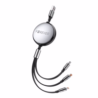Forever 3in1 kabelis USB - Lightning + 2x USB-C 1,2 m 100W melns