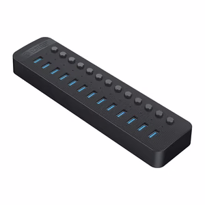 Orico CT2U3-13AB 13x USB-A 3.0 centrmezgls ar slēdžiem - melns