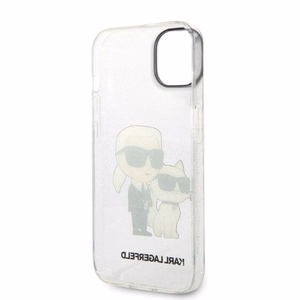 Karl Lagerfeld mirdzošs Karl&Choupette viedtālruņa apvalks iPhone 14 Plus - caurspīdīgs