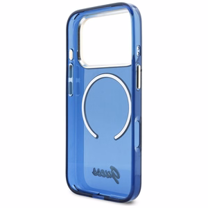 Guess IML Script Metal MagSafe чехол для iPhone 17 Pro Max синий