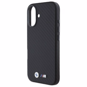 BMW Carbon Wrapped Metal Viedtālruņa apvalks Apple iPhone 16 - melns
