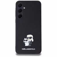 Karl Lagerfeld Saffiano Karl&Choupette Pin viedtālruņa apvalks Samsung Galaxy A35 - melns