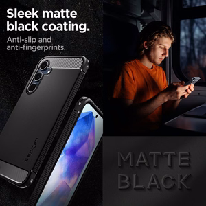 Spigen Rugged Armor vāciņš ierīcei Samsung Galaxy A55 5G, matēti melns