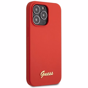 Viedtālruņa apvalks Guess GUHCP13XLSLMGRE iPhone 13 Pro Max 6.7" sarkana/bordo cietais apvalks Silikona Vintage Zelta Logotips