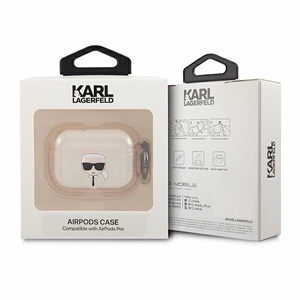 Karl Lagerfeld Spīguļu Karla Galvas Apvalks AirPods Pro - zelta