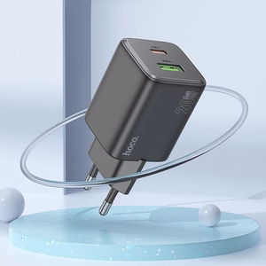 Lādētājs viedtālrunim Hoco USB A + USB C QC3.0 PD 3A 20W N41 melns