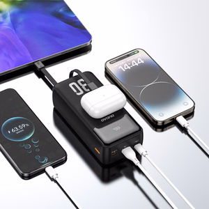 Dudao K15Max 30000mAh PD 22,5W ārējā baterija ar USB-C un Lightning kabeļiem - balta
