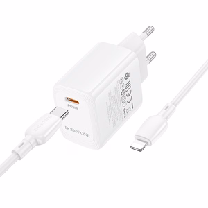 Borofone сетевое зарядное устройство BN28 Fuente - Type C - PD 30W с кабелем Type C - Lightning белый