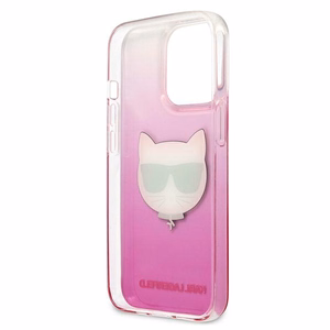 Karl Lagerfeld Choupette galvas viedtālruņa apvalks iPhone 13 Pro Max – rozā